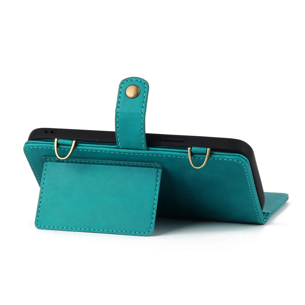 Luxury iPhone Case — Crossbody Zipper Wallet Cover with Lanyard, Magnetic Card Slot, Kickstand, Matte Anti-Glare Finish and Shockproof Leather Design