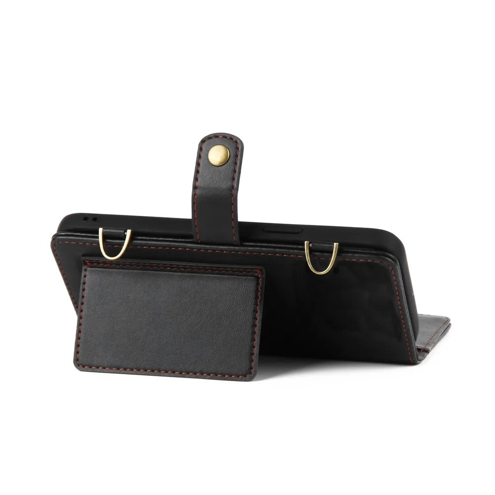 Luxury iPhone Case — Crossbody Zipper Wallet Cover with Lanyard, Magnetic Card Slot, Kickstand, Matte Anti-Glare Finish and Shockproof Leather Design