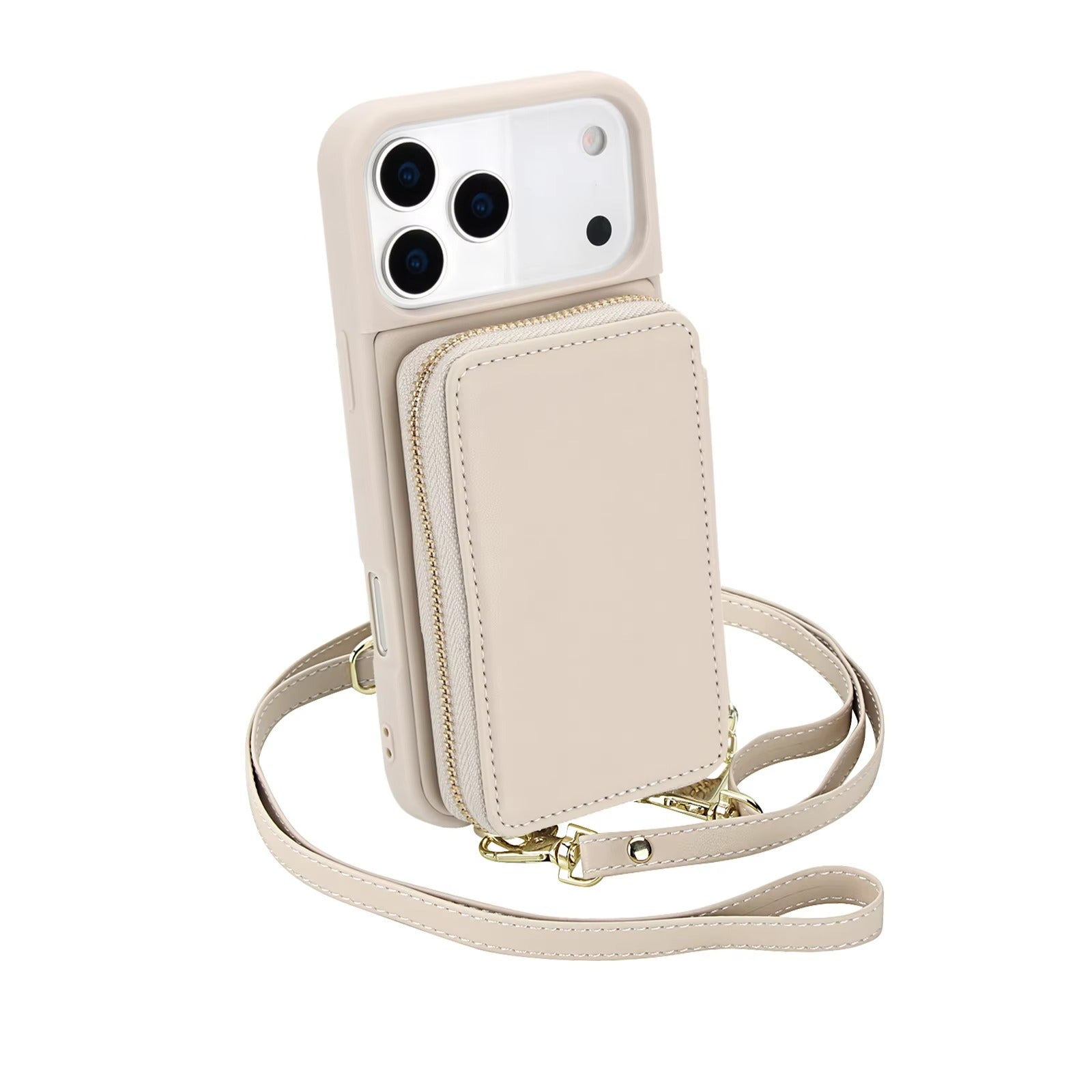 Luxury iPhone Case — Crossbody Zipper Wallet Flip Leather Cover with Card Slot, RFID Pocket and Secure Shoulder Strap Design