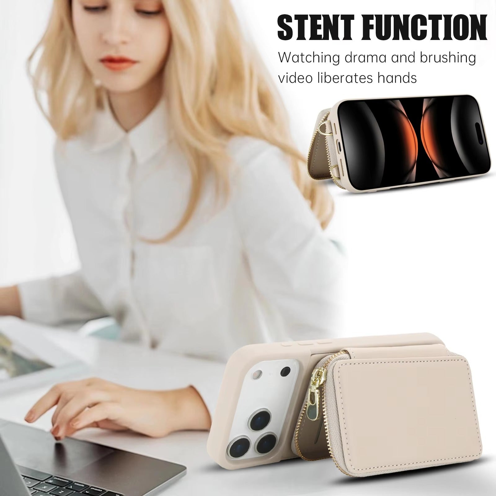 Luxury iPhone Case — Crossbody Zipper Wallet Flip Leather Cover with Card Slot, RFID Pocket and Secure Shoulder Strap Design