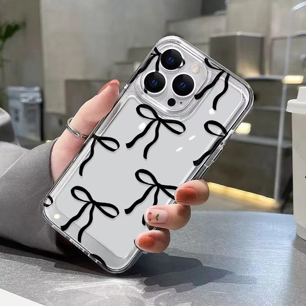 Luxury iPhone Case — Cute Pink Heart Bow Design, Shockproof Soft TPU, Anti-Fingerprint, Anti-Scratch, Dustproof Clear Cover