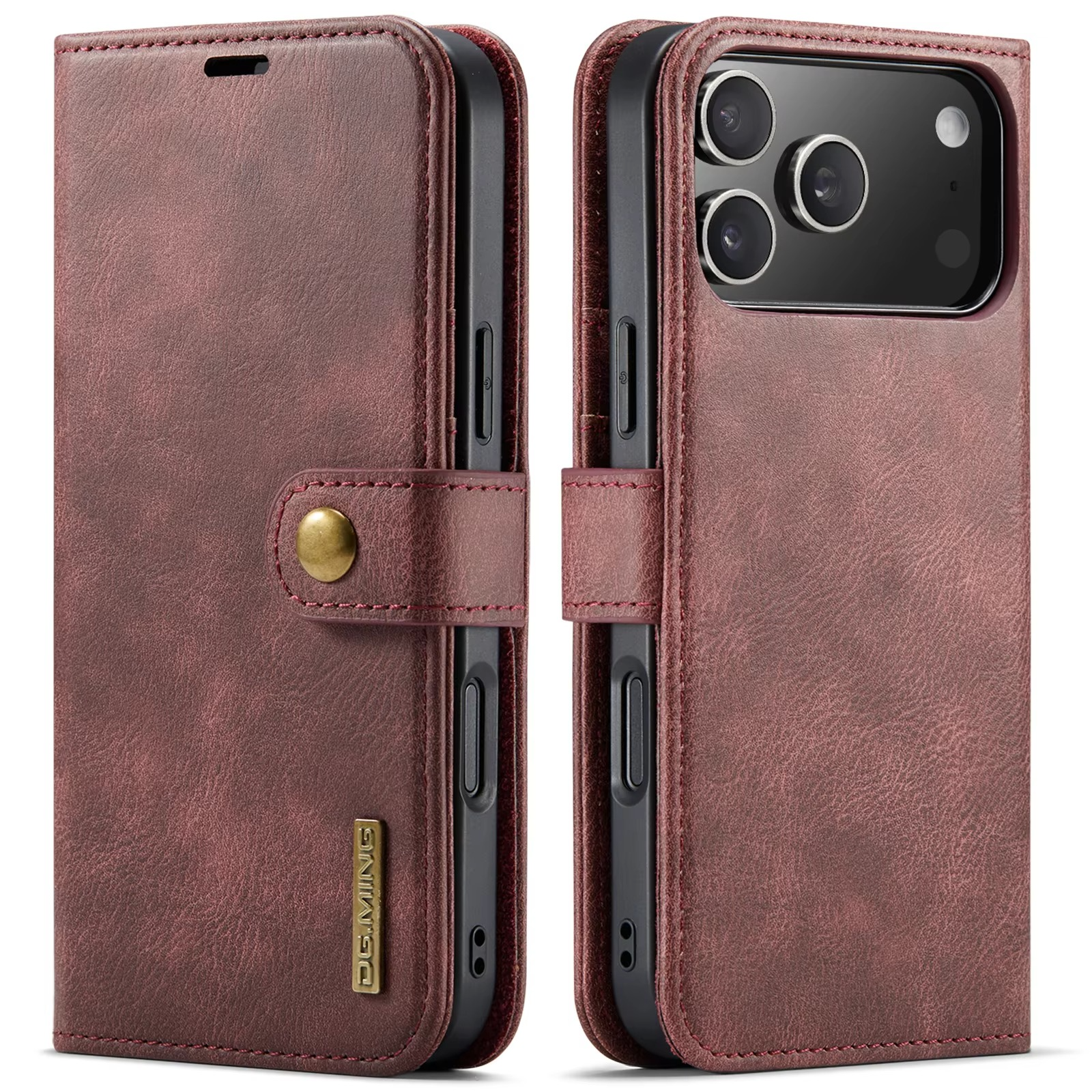Luxury iPhone Case — Detachable Magnetic Leather Wallet Cover with Card Holder, Flip Design and Protective Full-Body Finish