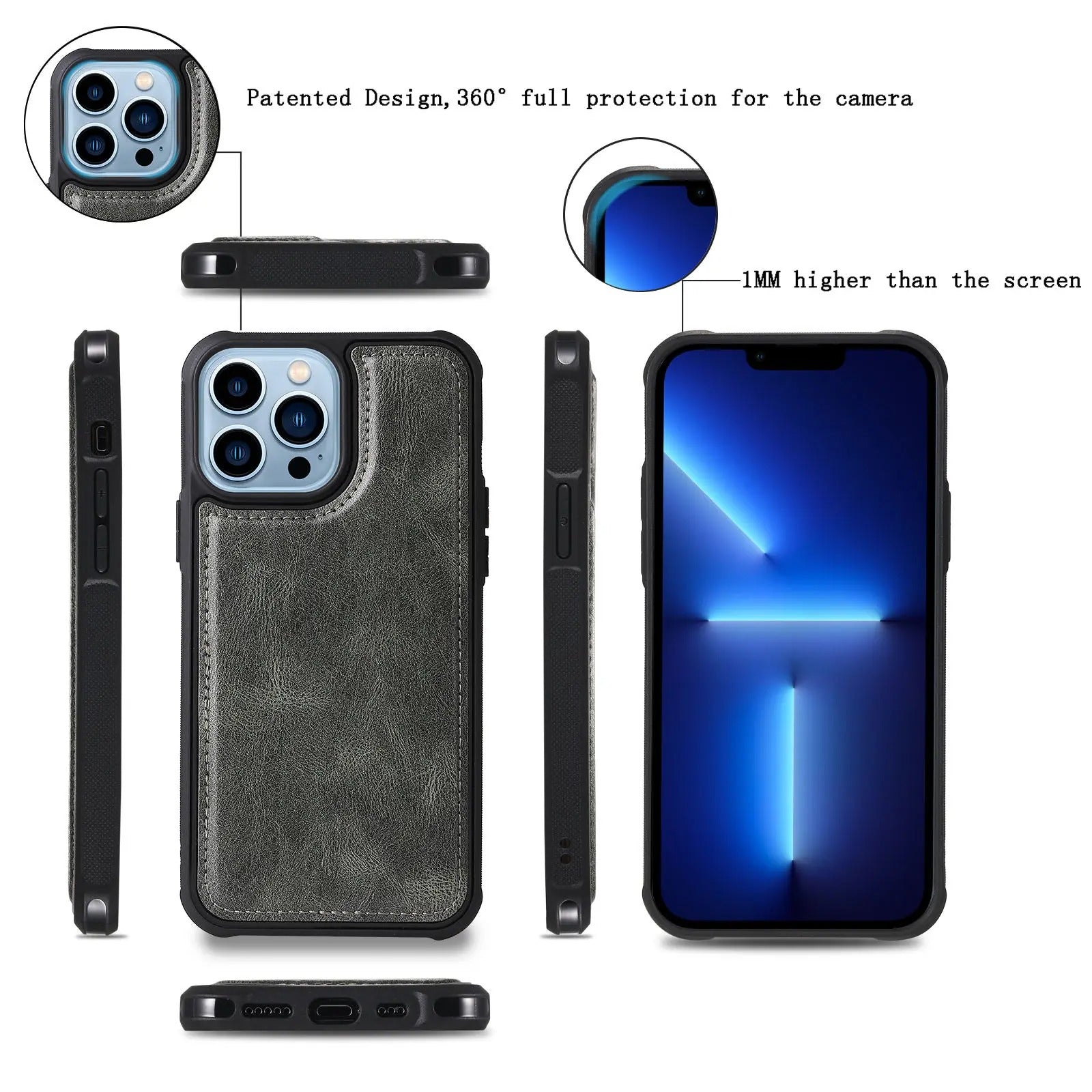 Luxury iPhone Case — Detachable Retro PU Leather Zipper Wallet Cover with Card Slots, Shockproof Anti-Fingerprint Protection & Dustproof Non-Slip Design