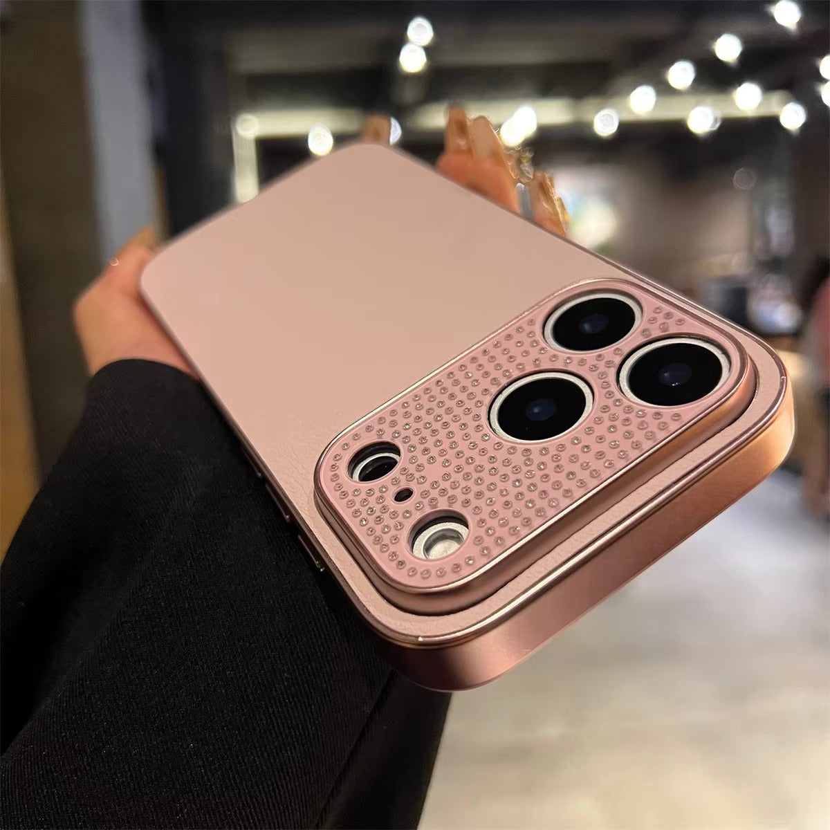 Luxury iPhone Case — Diamond PU Leather Plating Cover with Bling Finish, Shockproof Lens Protection and Pure-Color Matte Anti-Fingerprint Design