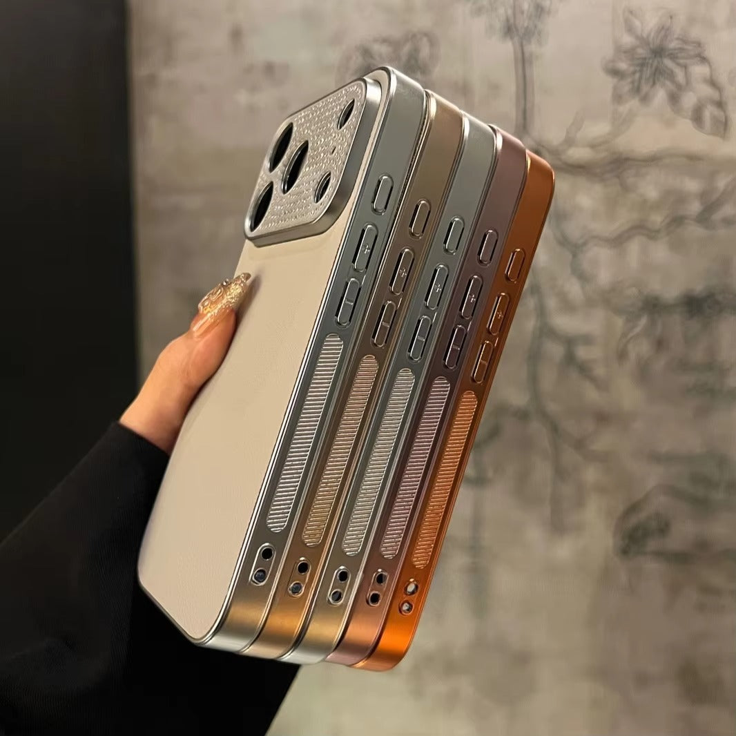 Luxury iPhone Case — Diamond PU Leather Plating Cover with Bling Finish, Shockproof Lens Protection and Pure-Color Matte Anti-Fingerprint Design