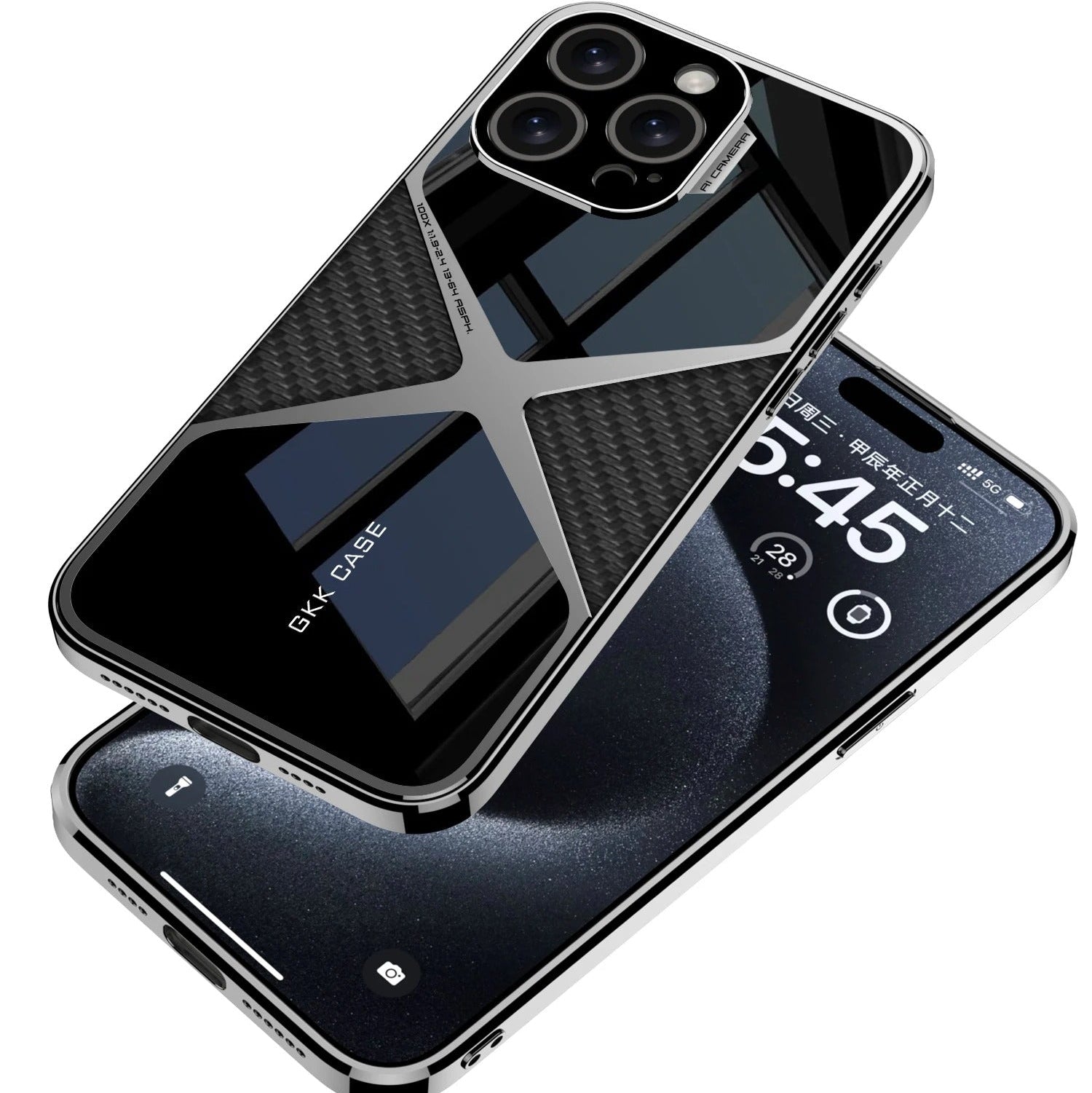 Luxury iPhone Case — Electroplated Frame Leather Cover with Splicing Back Panel, Anti-Fall Anti-Scratch Design & Non-Slip Water-Resistant Finish