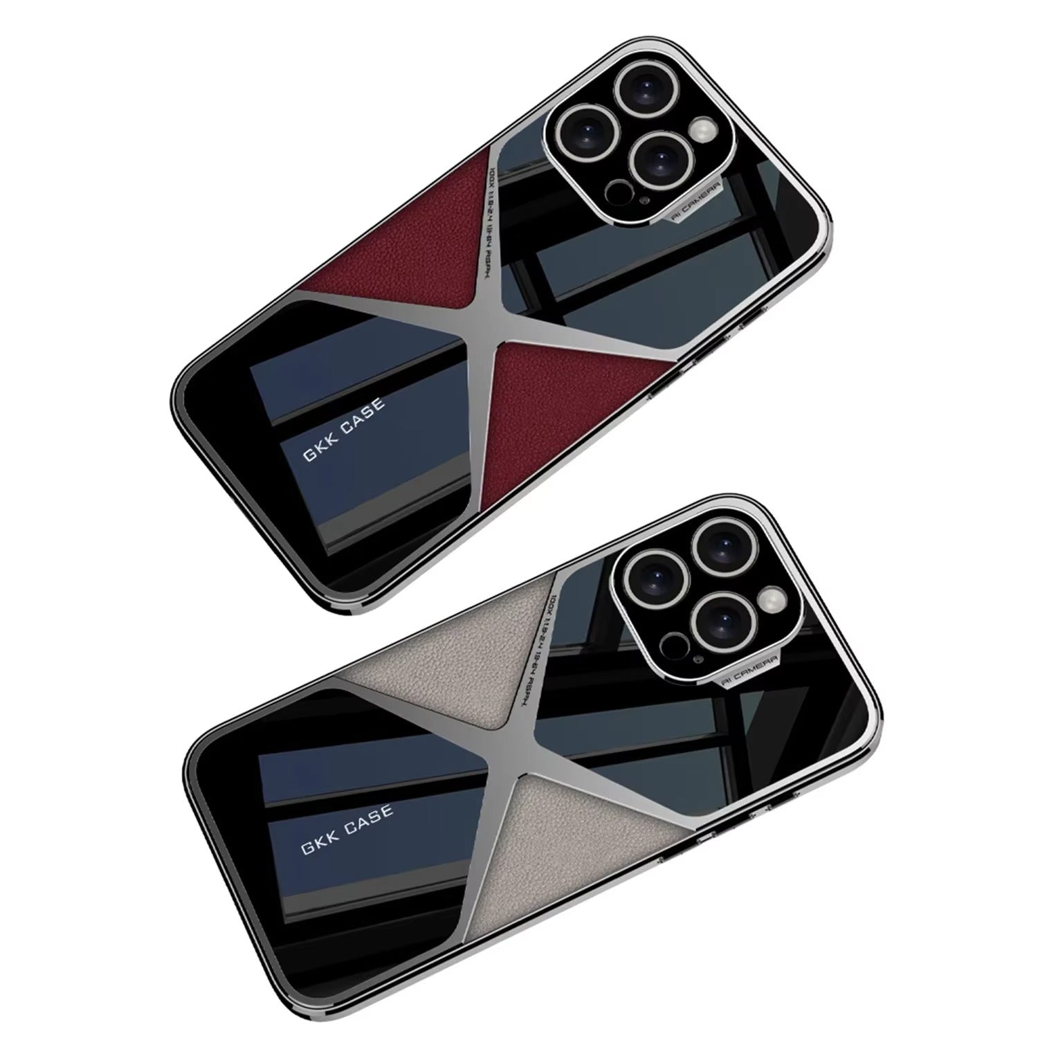 Luxury iPhone Case — Electroplated Frame Leather Cover with Splicing Back Panel, Anti-Fall Anti-Scratch Design & Non-Slip Water-Resistant Finish