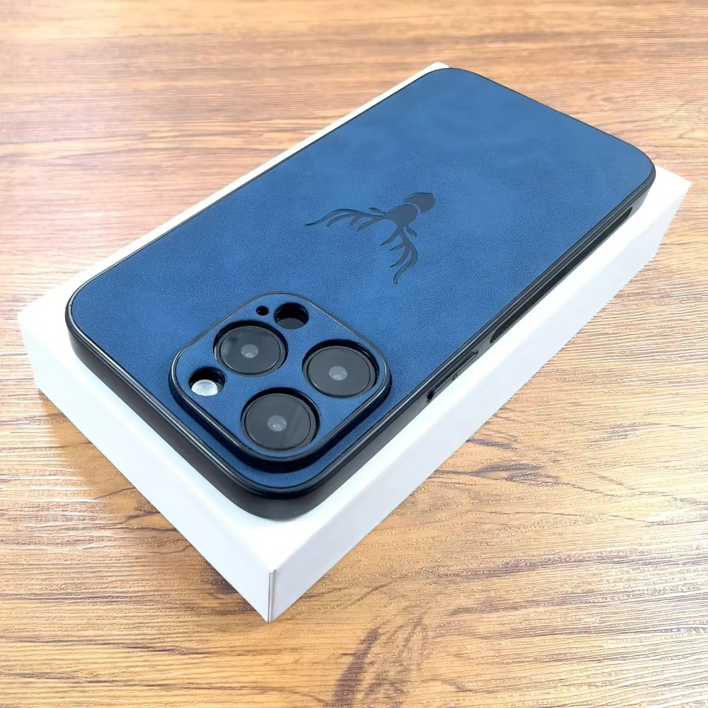 Luxury iPhone Case — Embossed Deer PU Leather Full-Coverage Shell with Anti-Fingerprint Anti-Scratch Protection & All-Round Camera Guard Design