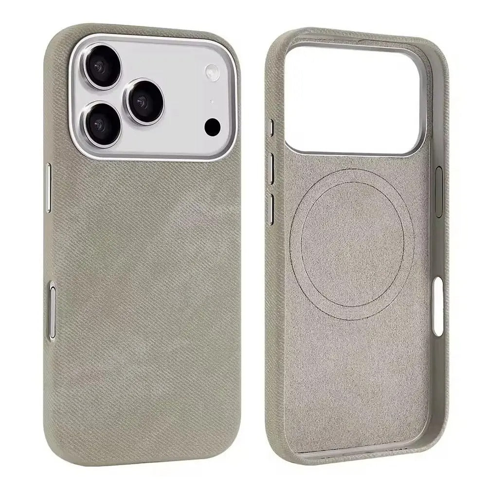 Luxury iPhone Case — Fiber Leather MagSafe Cover with Invisible Magnetic Wireless Charging, Matte Anti-Fingerprint Finish and Slim Shockproof Design