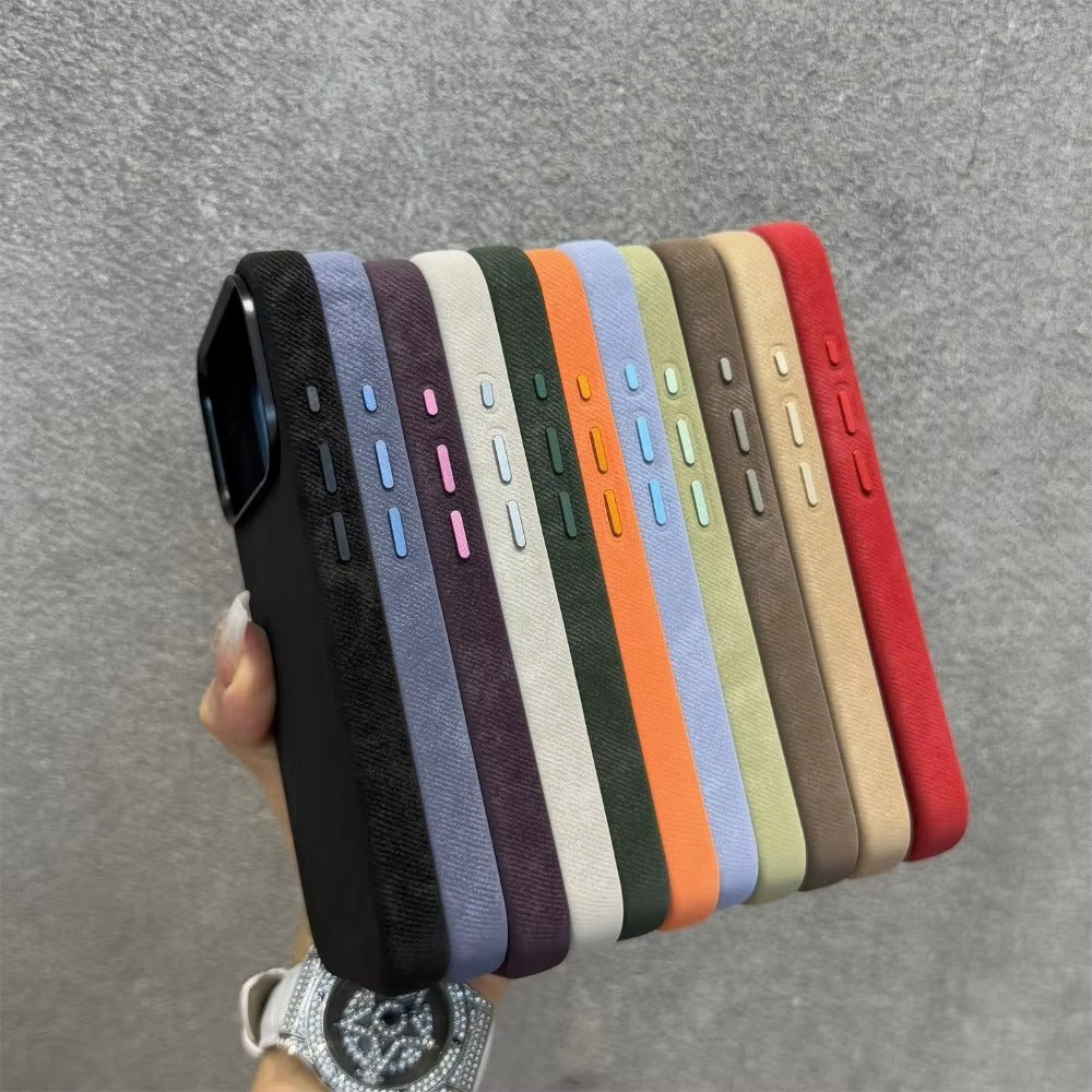 Luxury iPhone Case — Fiber Leather MagSafe Cover with Invisible Magnetic Wireless Charging, Matte Anti-Fingerprint Finish and Slim Shockproof Design