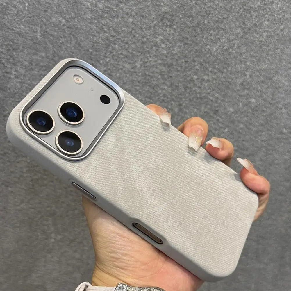 Luxury iPhone Case — Fiber Leather MagSafe Cover with Invisible Magnetic Wireless Charging, Matte Anti-Fingerprint Finish and Slim Shockproof Design