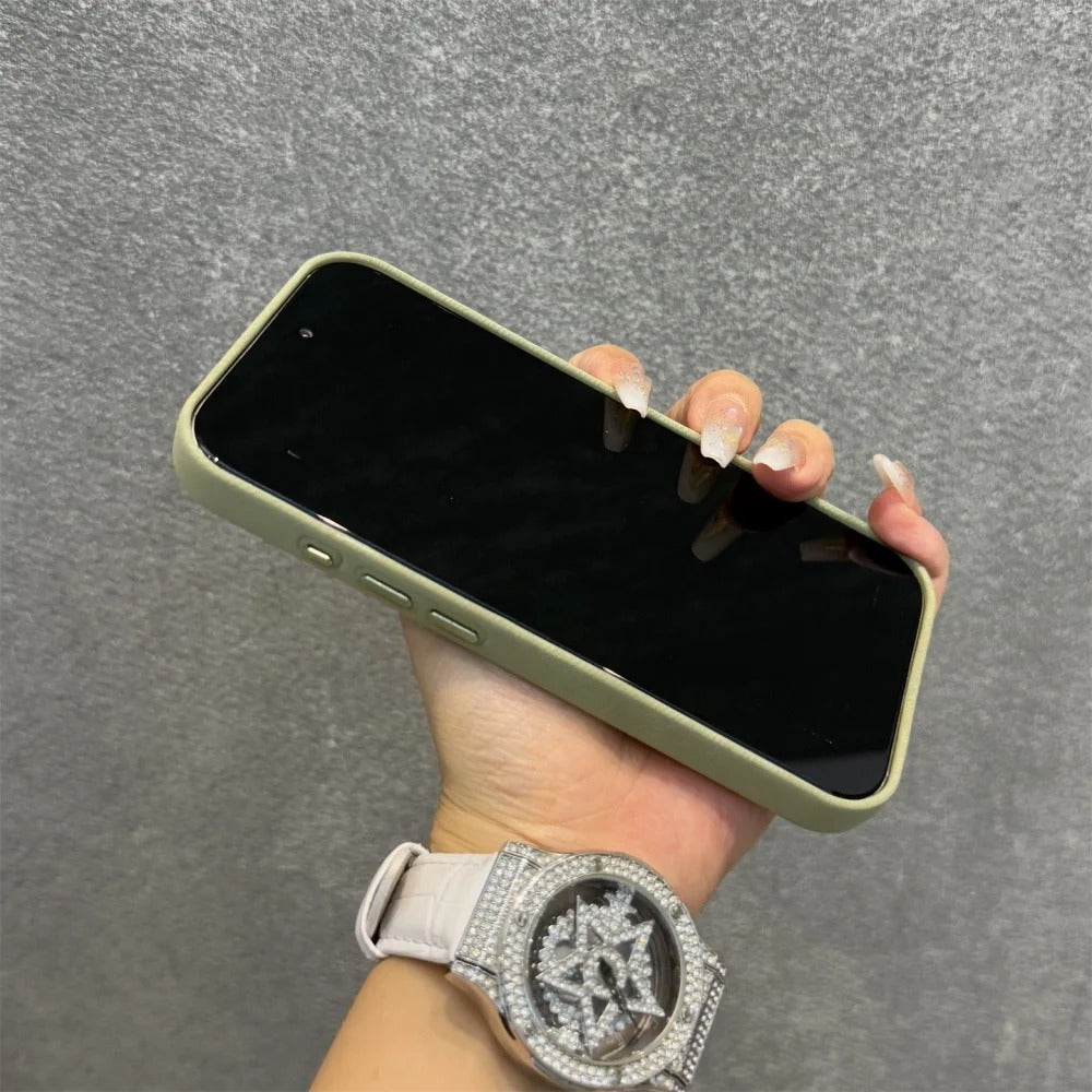 Luxury iPhone Case — Fiber Leather MagSafe Cover with Invisible Magnetic Wireless Charging, Matte Anti-Fingerprint Finish and Slim Shockproof Design