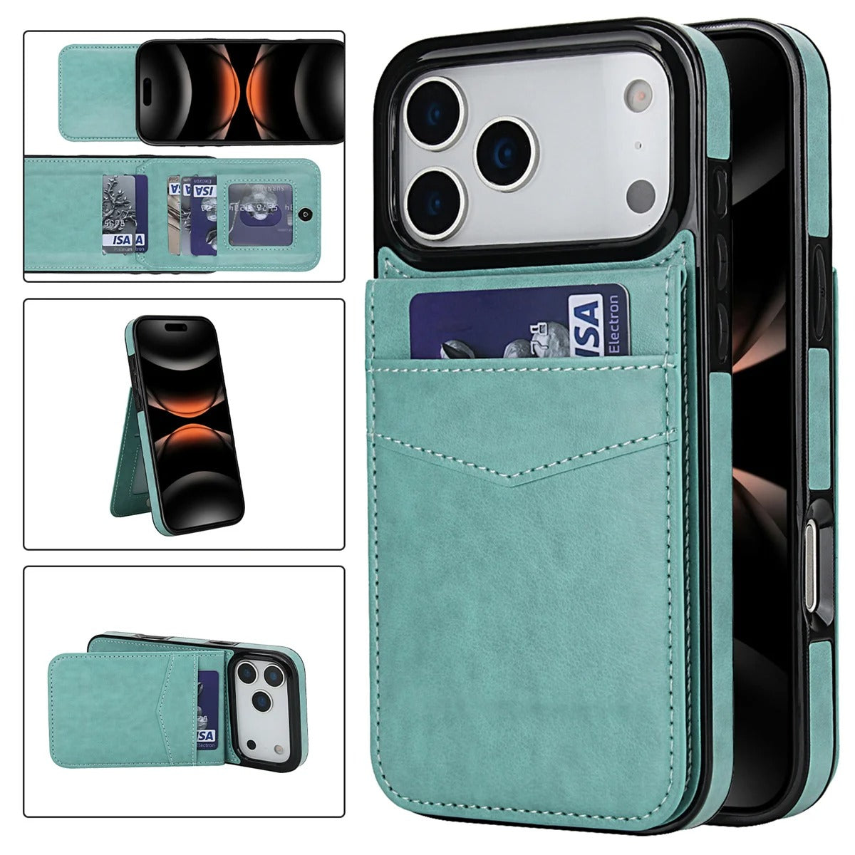 Luxury iPhone Case — Flip Stand Wallet with Card Holder, Retro Leather Cover, Shockproof Anti-Fingerprint Protection, Full Access Design