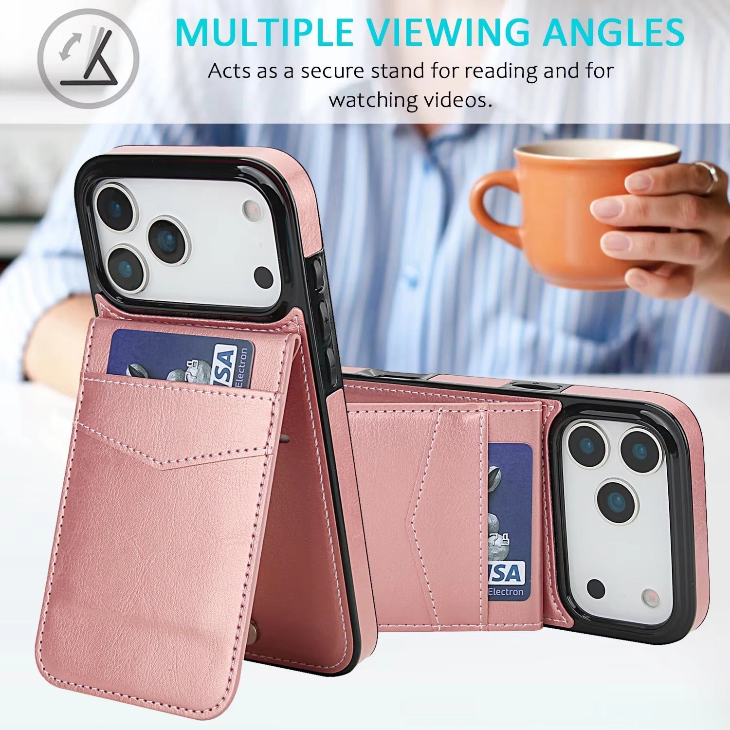 Luxury iPhone Case — Flip Stand Wallet with Card Holder, Retro Leather Cover, Shockproof Anti-Fingerprint Protection, Full Access Design