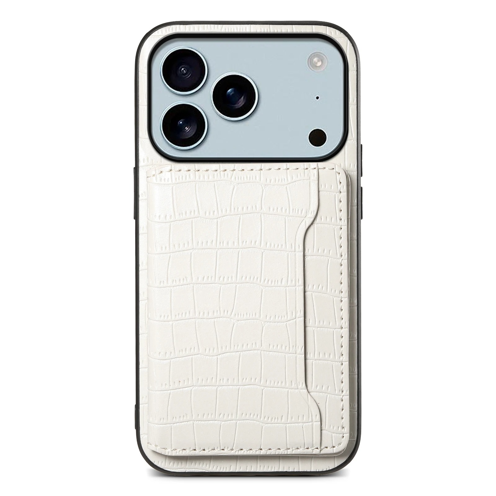 Luxury iPhone Case — Frosted PU Leather Stand Cover with Card Holder, Storage Compartment and Minimal Half-Wrapped Design