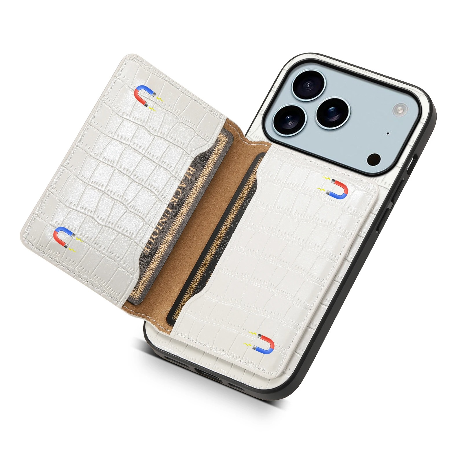 Luxury iPhone Case — Frosted PU Leather Stand Cover with Card Holder, Storage Compartment and Minimal Half-Wrapped Design