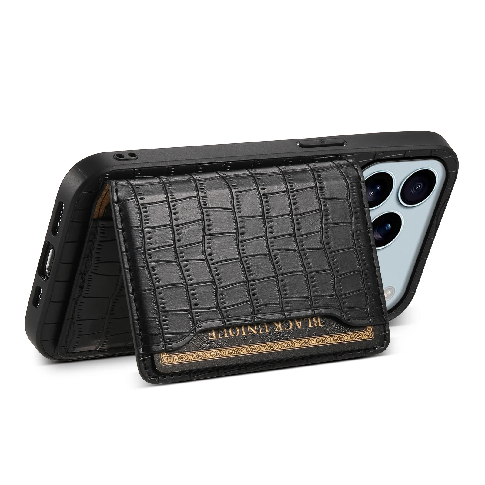 Luxury iPhone Case — Frosted PU Leather Stand Cover with Card Holder, Storage Compartment and Minimal Half-Wrapped Design