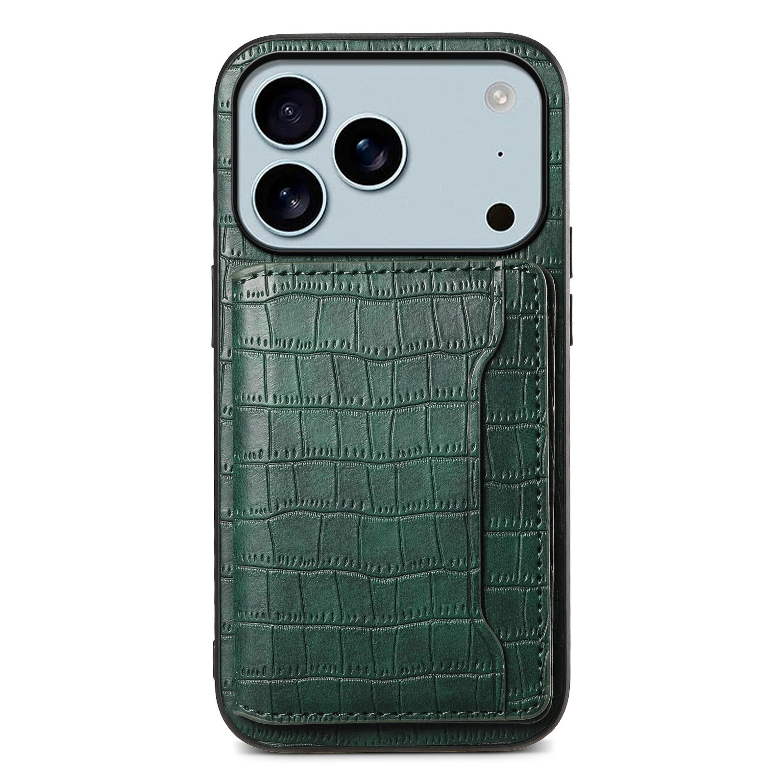 Luxury iPhone Case — Frosted PU Leather Stand Cover with Card Holder, Storage Compartment and Minimal Half-Wrapped Design