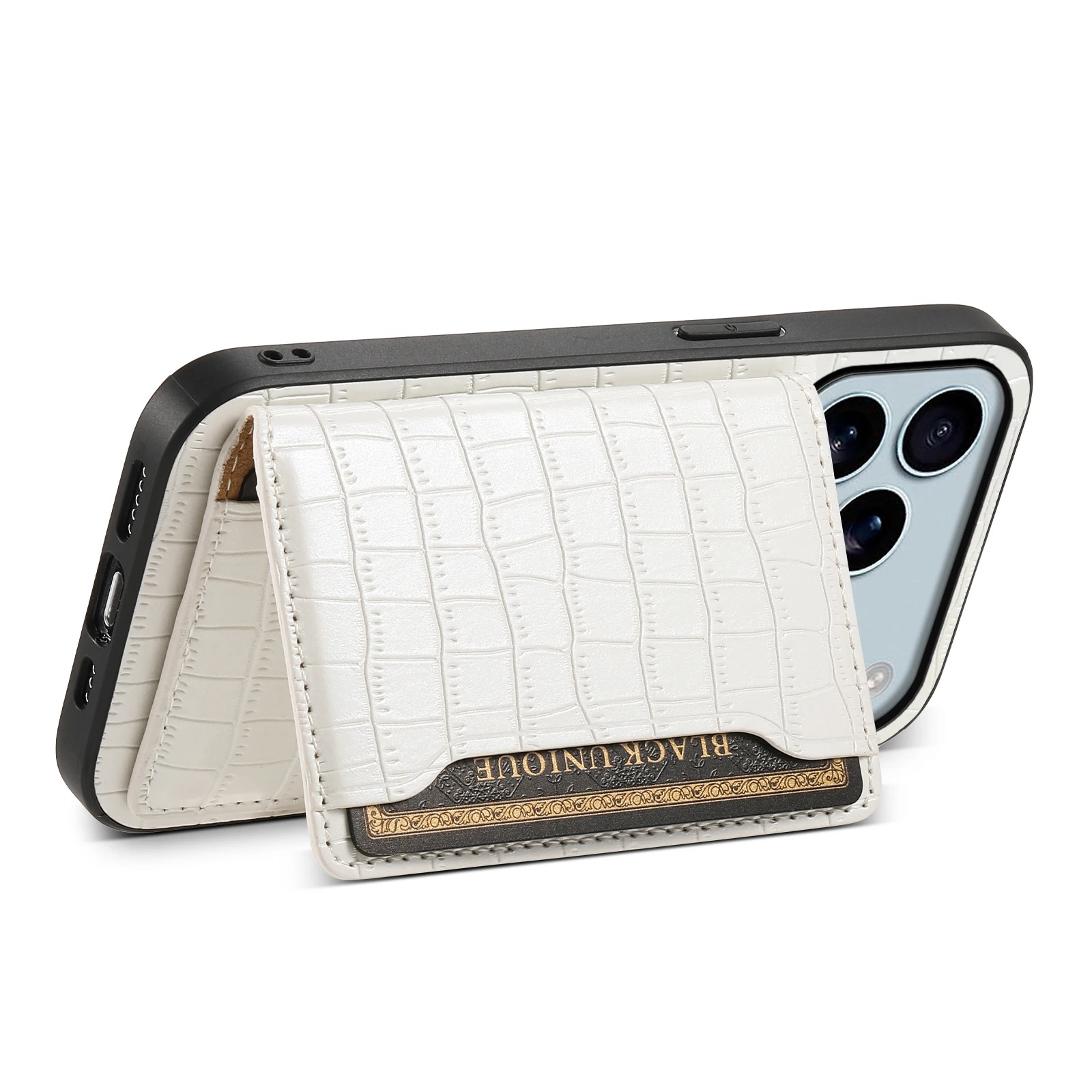 Luxury iPhone Case — Frosted PU Leather Stand Cover with Card Holder, Storage Compartment and Minimal Half-Wrapped Design