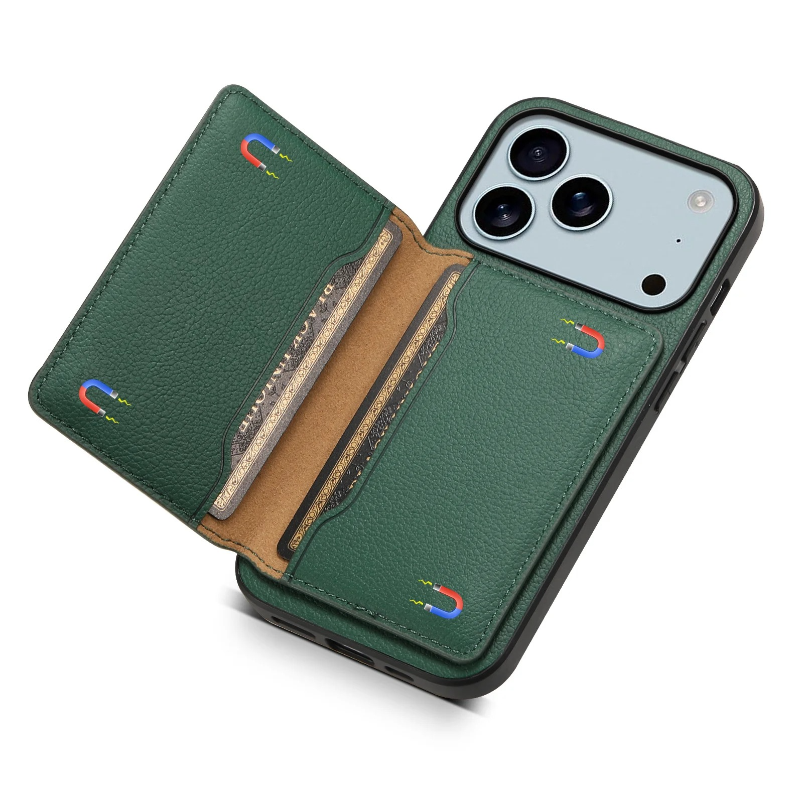 Luxury iPhone Case — Frosted PU Leather Stand Wallet Cover with Card Holder and Minimal Protective Design