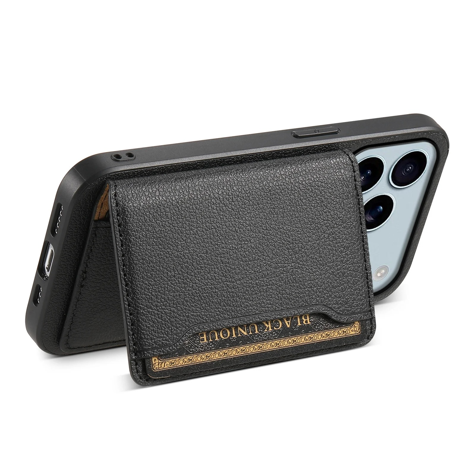 Luxury iPhone Case — Frosted PU Leather Stand Wallet Cover with Card Holder and Minimal Protective Design