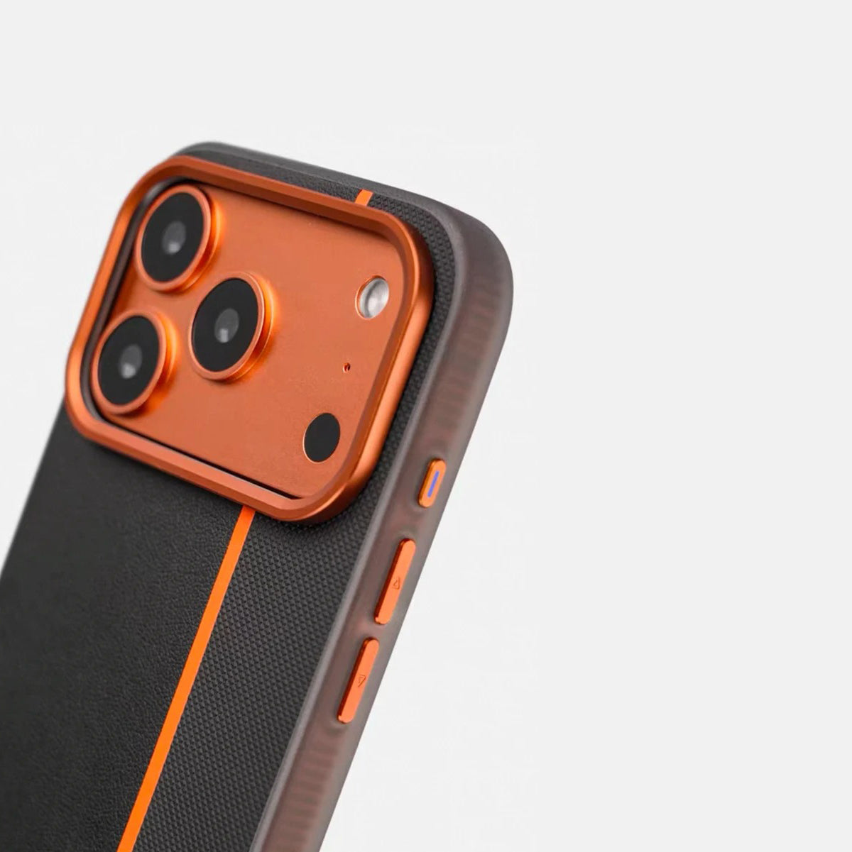 Luxury iPhone Case — Frosted PU Leather Texture MagSafe Armor Cover with Alloy Lens Protection, Matte Anti-Fingerprint Finish and Shockproof TPU Edge Design