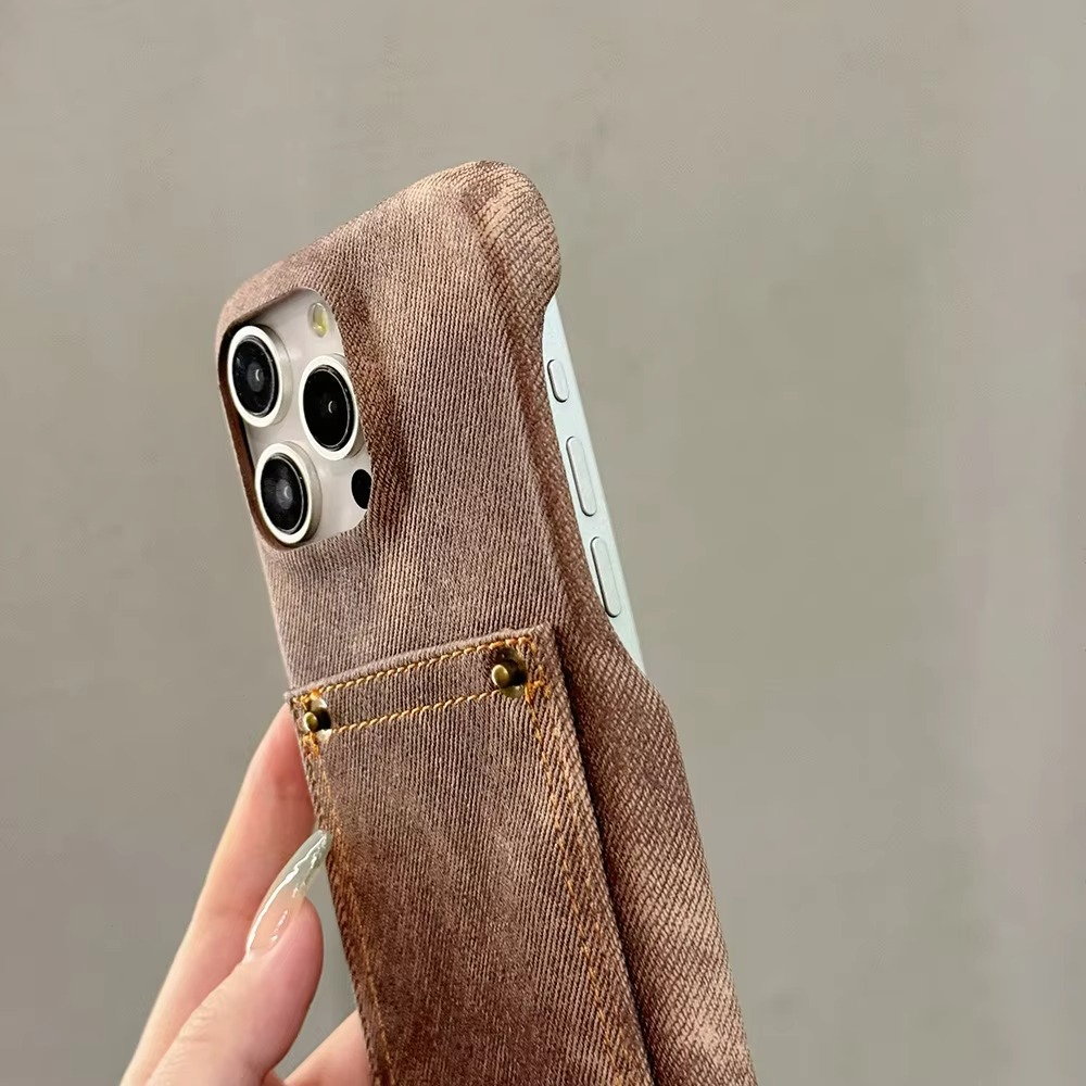 Luxury iPhone Case — Full-Coverage Denim Leather Card Bag Cover, Anti-Fingerprint Anti-Scratch PU Design