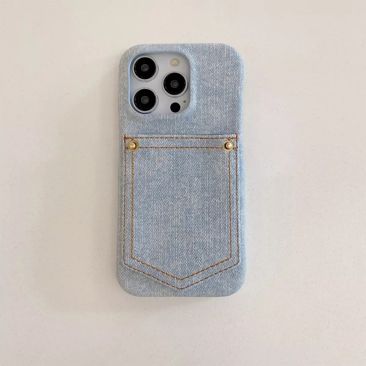 Luxury iPhone Case — Full-Coverage Denim Leather Card Bag Cover, Anti-Fingerprint Anti-Scratch PU Design