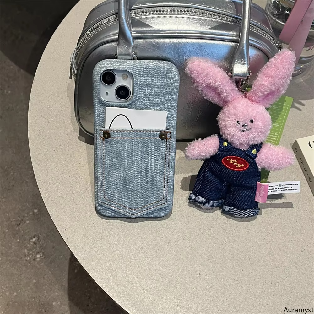 Luxury iPhone Case — Full-Coverage Denim Leather Card Bag Cover, Anti-Fingerprint Anti-Scratch PU Design