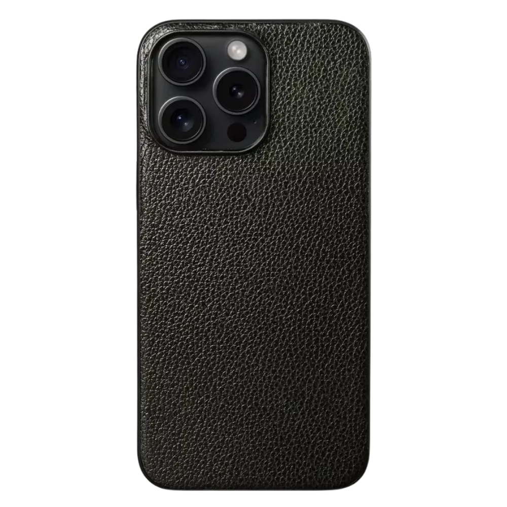 Luxury iPhone Case — Genuine Cowhide Leather Back Cover with Retro Vintage Design, Shockproof PC Protection and Raised Camera Lips