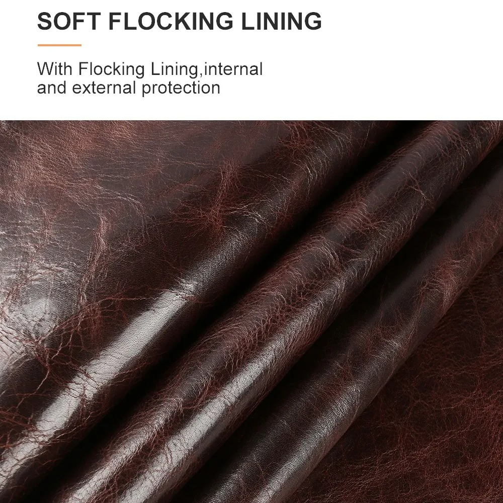 Luxury iPhone Case — Genuine Cowhide Leather Back Cover with Retro Vintage Design, Shockproof PC Protection and Raised Camera Lips