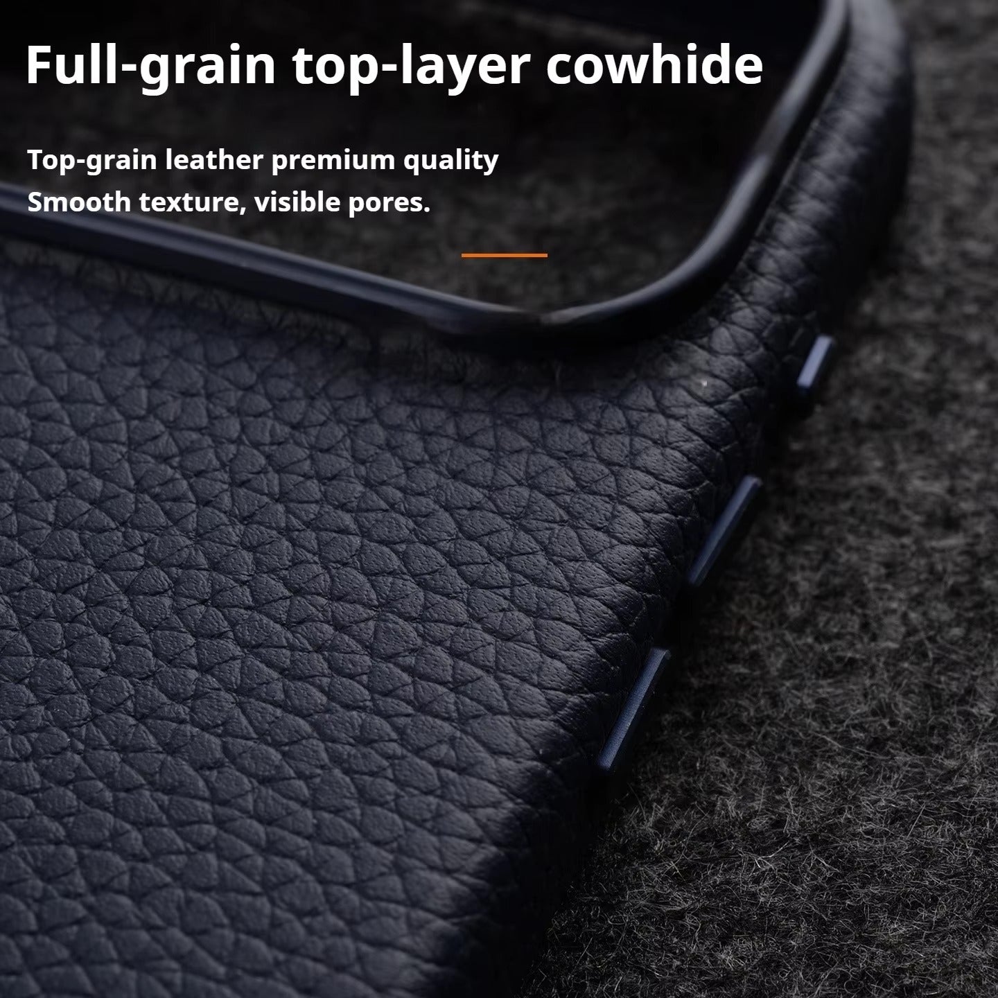 Luxury iPhone Case — Genuine Cowhide Leather MagSafe Cover with Camera Button, Slim Shockproof Design and Anti-Fingerprint Soft Microfiber Lining