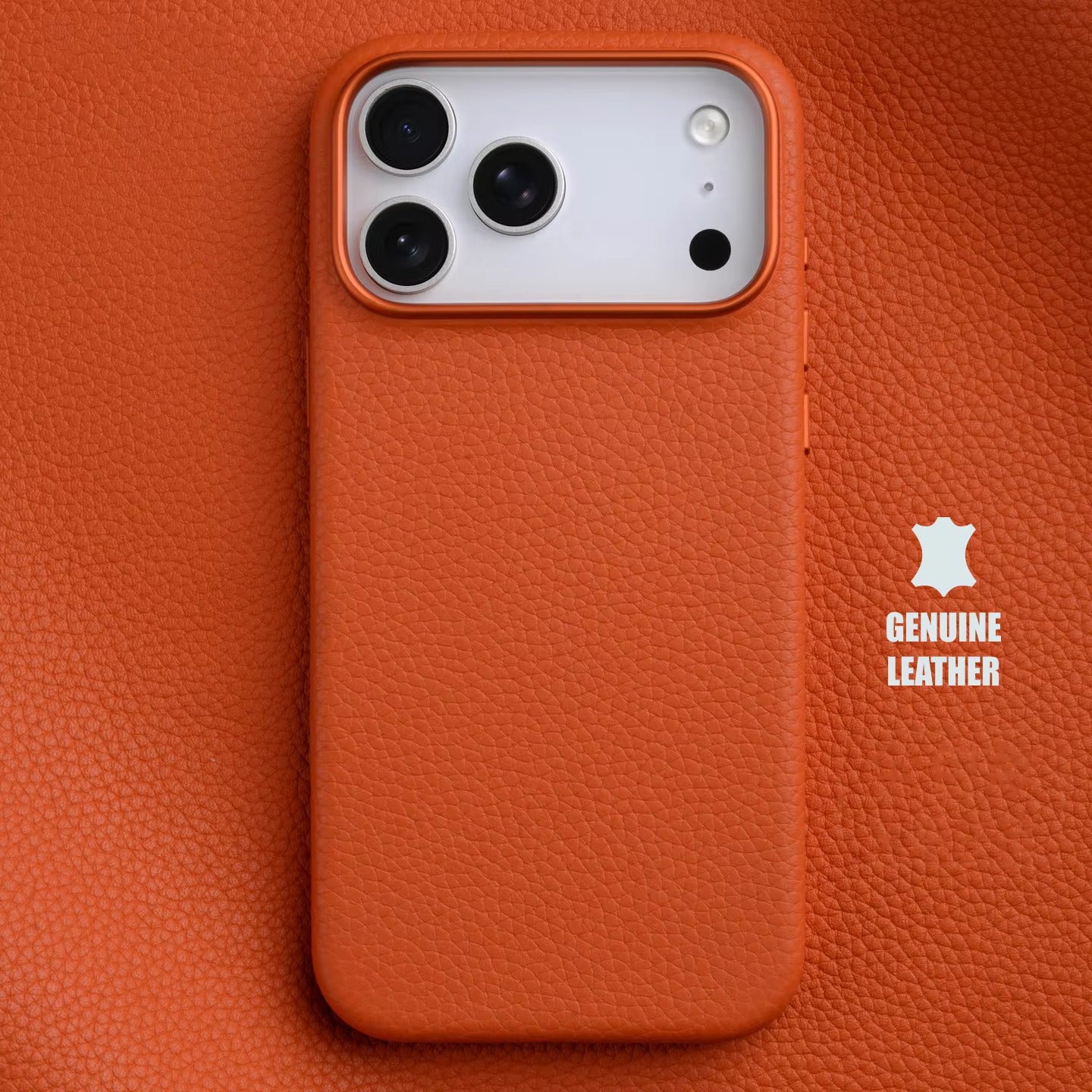 Luxury iPhone Case — Genuine Cowhide Leather MagSafe Cover with Camera Button, Slim Shockproof Design and Anti-Fingerprint Soft Microfiber Lining