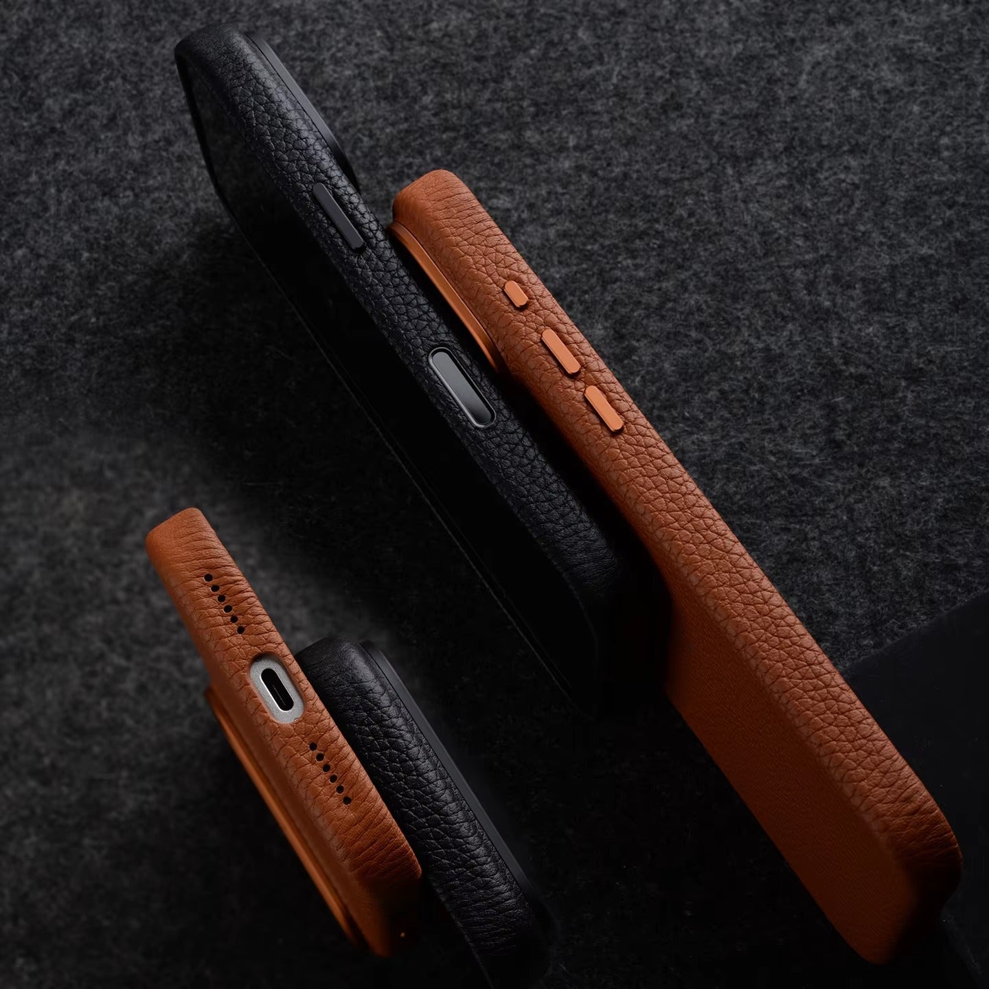 Luxury iPhone Case — Genuine Cowhide Leather MagSafe Cover with Camera Button, Slim Shockproof Design and Anti-Fingerprint Soft Microfiber Lining