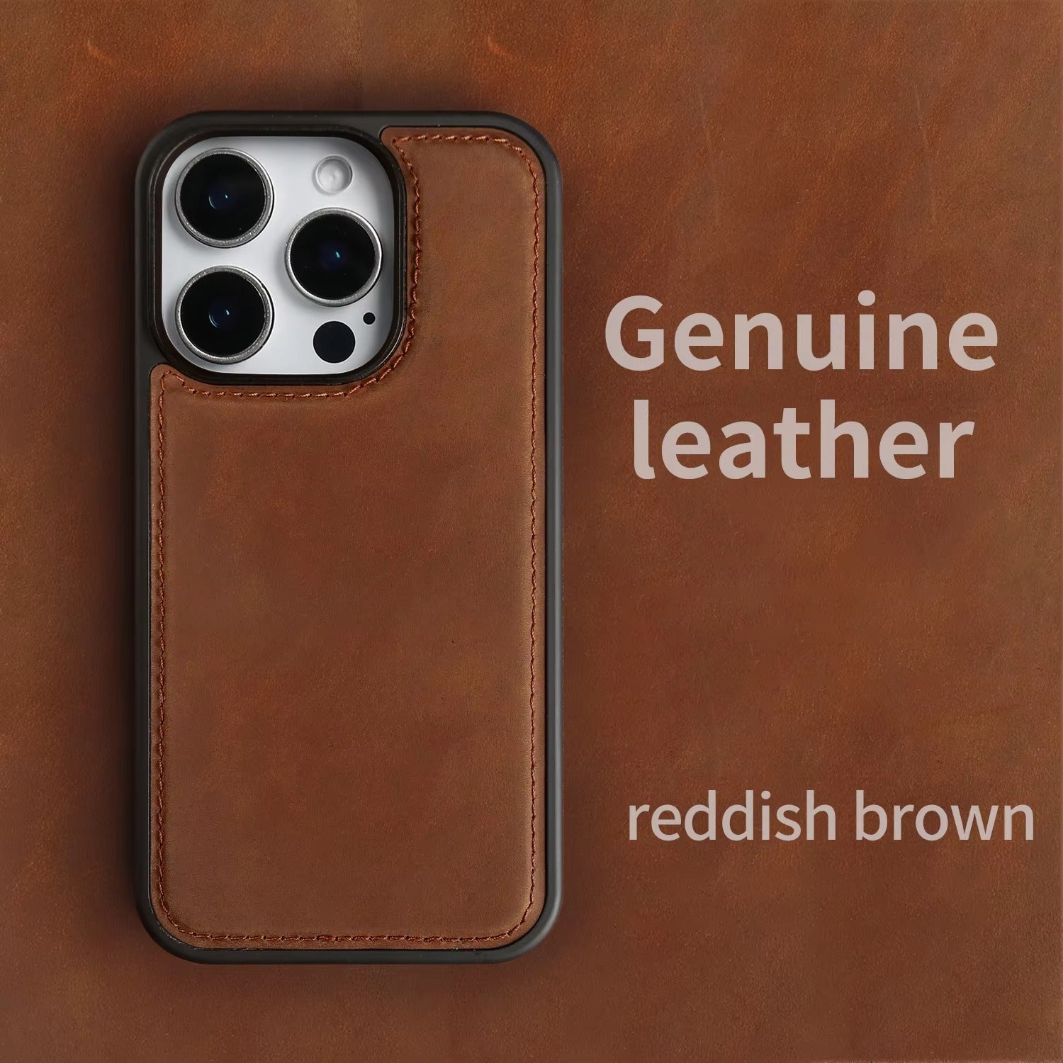 Luxury iPhone Case — Genuine Crazy Horse Leather Cover with Shockproof Full-Protection Design, Anti-Fingerprint Finish and Raised Camera Lips