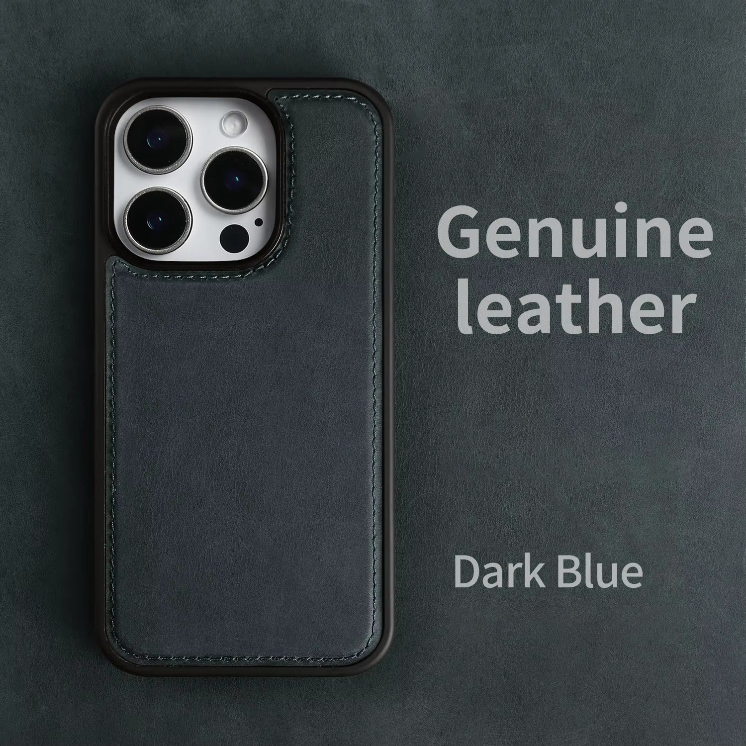 Luxury iPhone Case — Genuine Crazy Horse Leather Cover with Shockproof Full-Protection Design, Anti-Fingerprint Finish and Raised Camera Lips