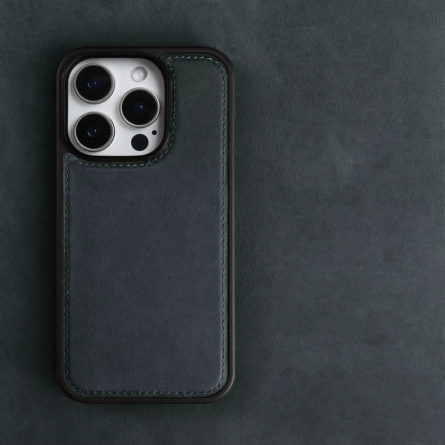 Luxury iPhone Case — Genuine Crazy Horse Leather Cover with Shockproof Full-Protection Design, Anti-Fingerprint Finish and Raised Camera Lips