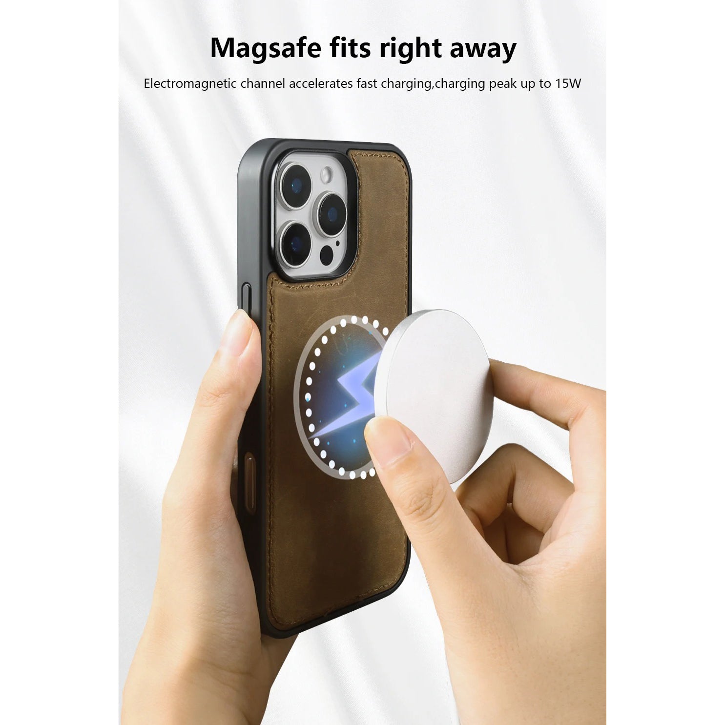 Luxury iPhone Case — Genuine Crazy Horse Leather Cover with Shockproof Full-Protection Design, Anti-Fingerprint Finish and Raised Camera Lips