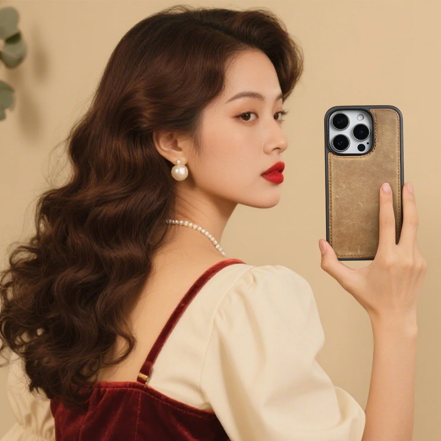 Luxury iPhone Case — Genuine Crazy Horse Leather Cover with Shockproof Full-Protection Design, Anti-Fingerprint Finish and Raised Camera Lips