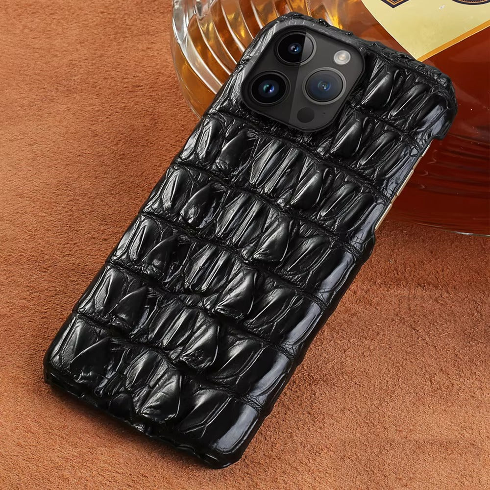 Luxury iPhone Case — Genuine Crocodile Leather Magnetic Cover with Shockproof PC Backing, Matte Anti-Fingerprint Finish and Dustproof Non-Slip Design
