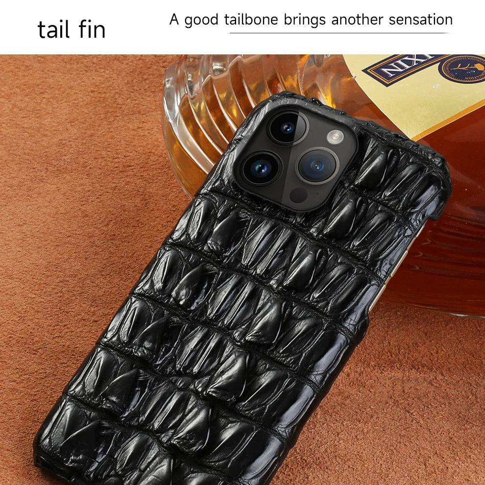 Luxury iPhone Case — Genuine Crocodile Leather Magnetic Cover with Shockproof PC Backing, Matte Anti-Fingerprint Finish and Dustproof Non-Slip Design