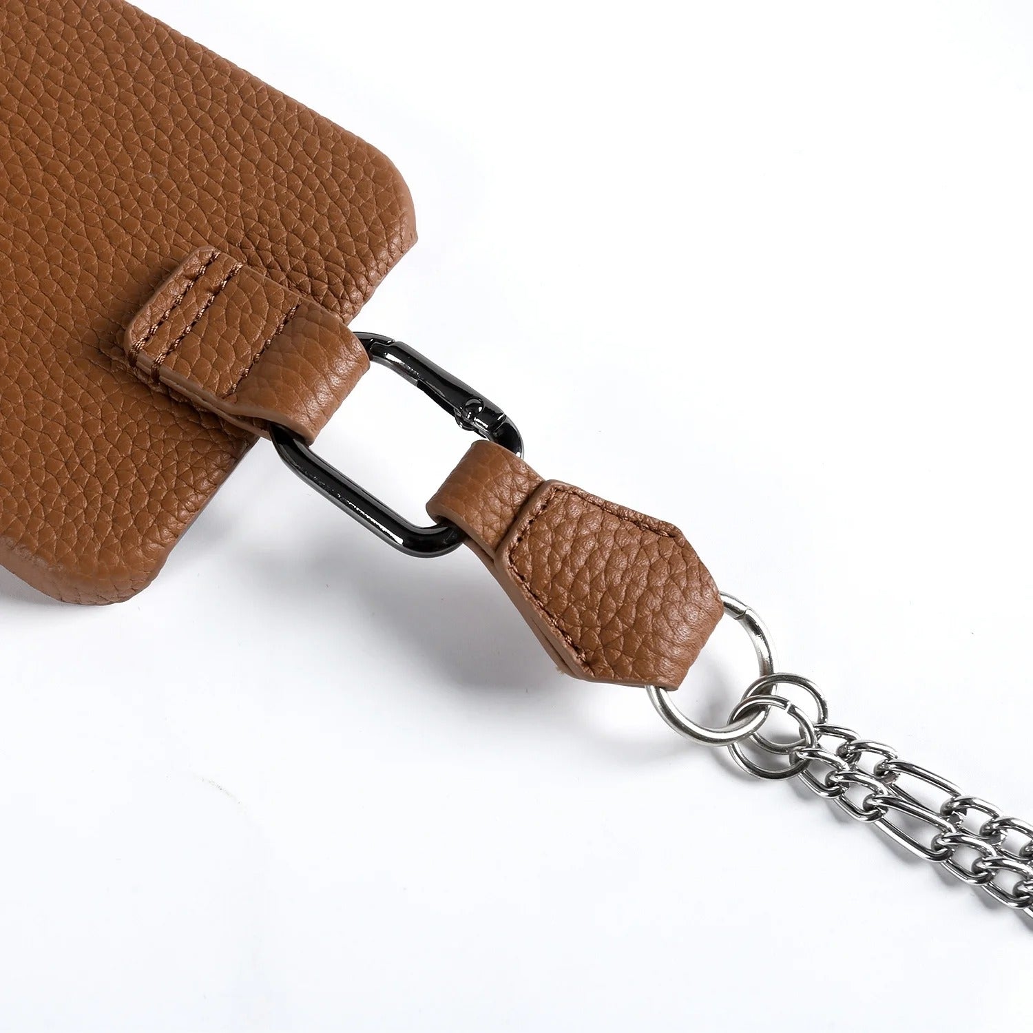 Luxury iPhone Case — Genuine Leather Crossbody Cover with Metal Strap Sling, Shockproof Protective Design and Premium Anti-Slip Finish