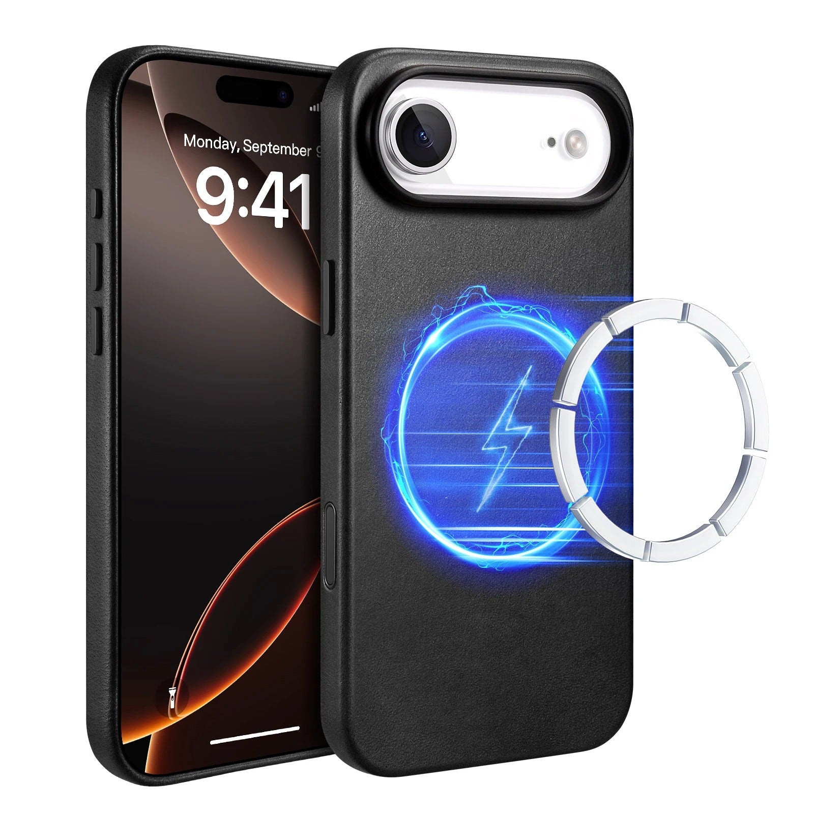 Luxury iPhone Case — Genuine Leather MagSafe Compatible Slim-Fit Cover with Shockproof Full-Coverage Protection, Anti-Fingerprint Non-Slip Design