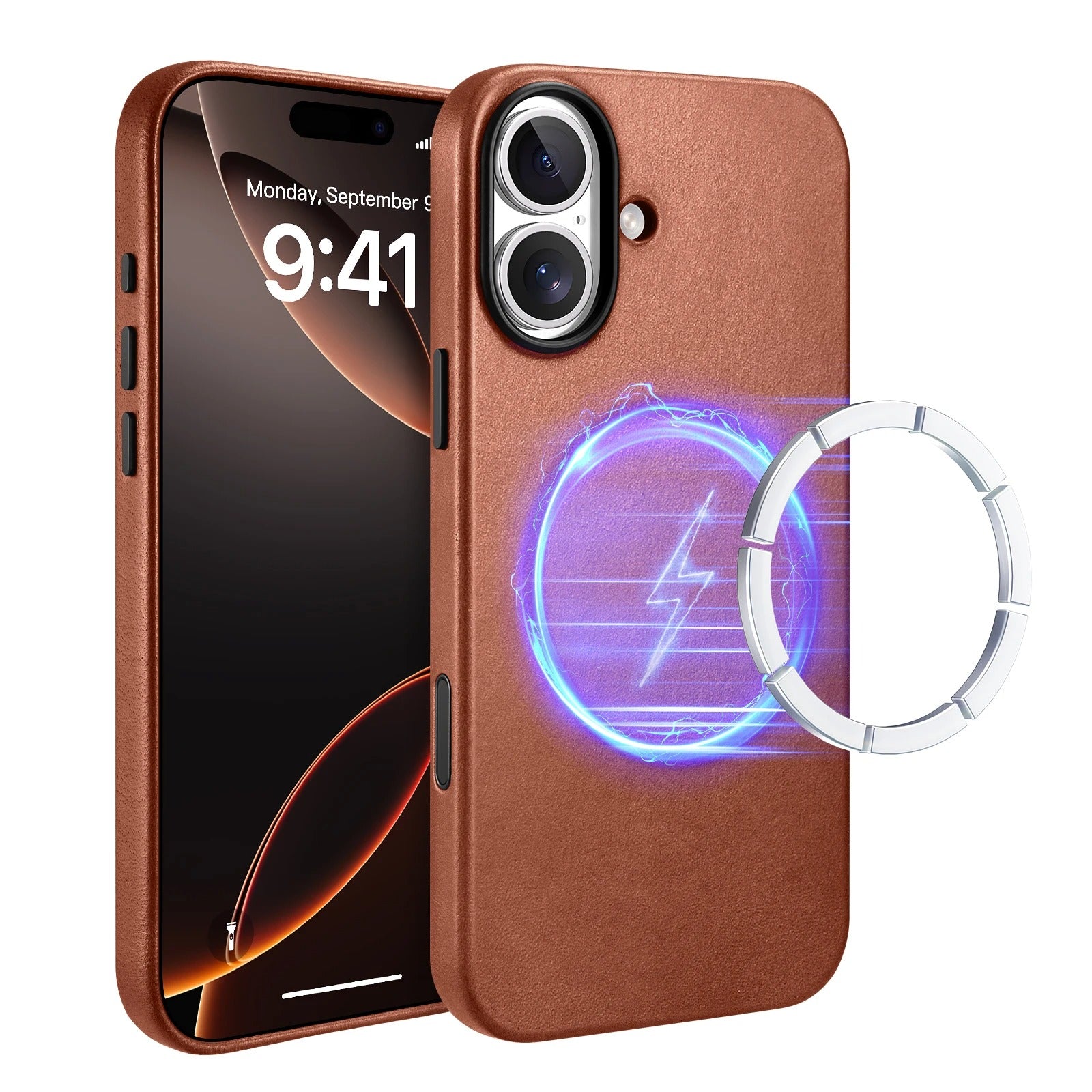 Luxury iPhone Case — Genuine Leather MagSafe Compatible Slim-Fit Cover with Shockproof Full-Coverage Protection, Anti-Fingerprint Non-Slip Design
