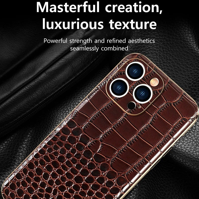 Luxury iPhone Case — Genuine Leather MagSafe Cover with 38-Magnet Wireless Charging Support, Full-Coverage Anti-Scratch Protection & Soft TPU Shock-Resistant Edges