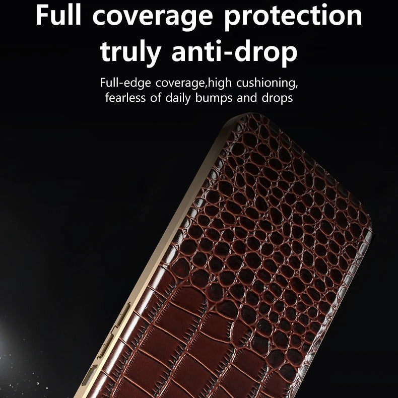 Luxury iPhone Case — Genuine Leather MagSafe Cover with 38-Magnet Wireless Charging Support, Full-Coverage Anti-Scratch Protection & Soft TPU Shock-Resistant Edges