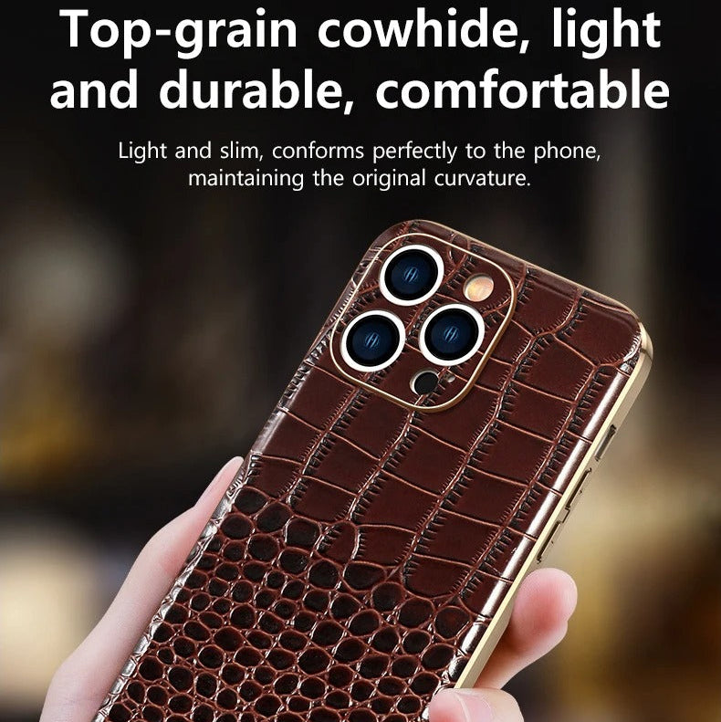 Luxury iPhone Case — Genuine Leather MagSafe Cover with 38-Magnet Wireless Charging Support, Full-Coverage Anti-Scratch Protection & Soft TPU Shock-Resistant Edges