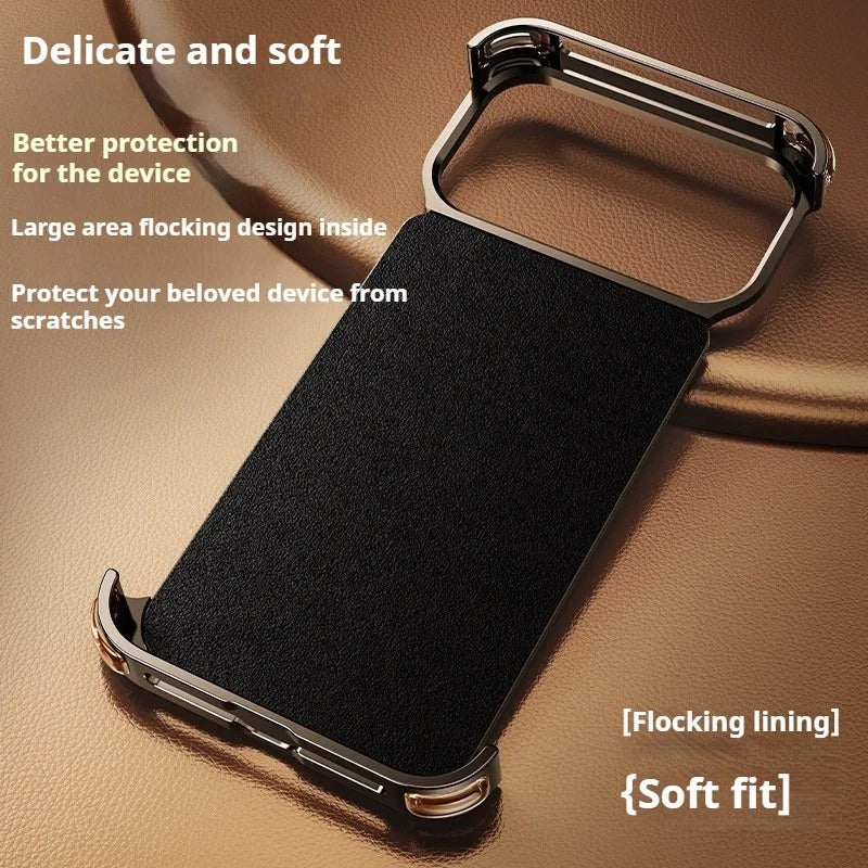 Luxury iPhone Case — Genuine Leather MagSafe Frameless Cover with 360° Rotating Magnetic Stand, Shockproof Anti-Drop Non-Slip Design