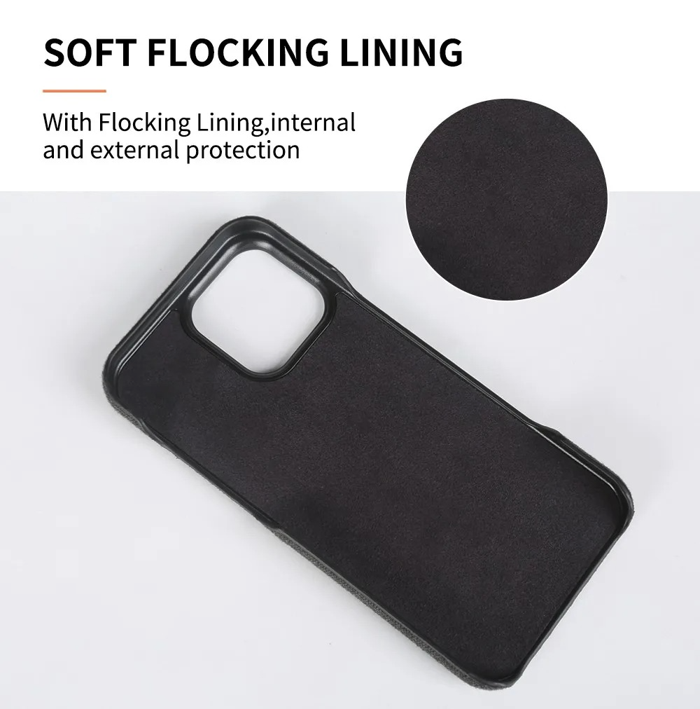 Luxury iPhone Case — Genuine Leather and Cloth Card Slot Cover with Vintage Retro Design, Lightweight Anti-Scratch Non-Slip Protection