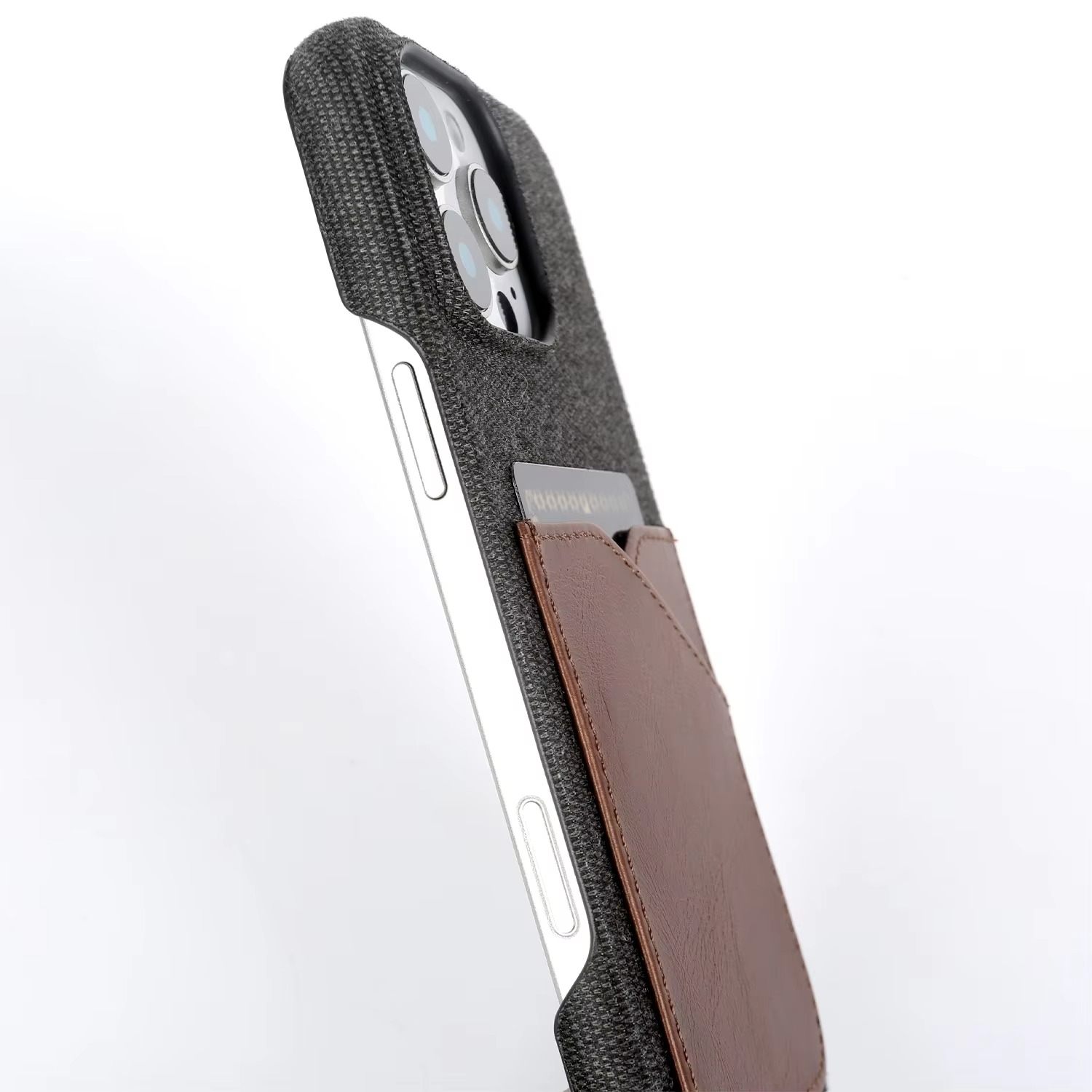 Luxury iPhone Case — Genuine Leather and Cloth Card Slot Cover with Vintage Retro Design, Lightweight Anti-Scratch Non-Slip Protection